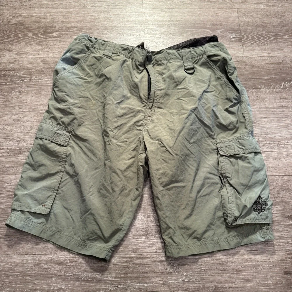 Boy Scouts of America Cargo Shorts Mens XL Green Nylon Outdoor‎ Utility Hiking